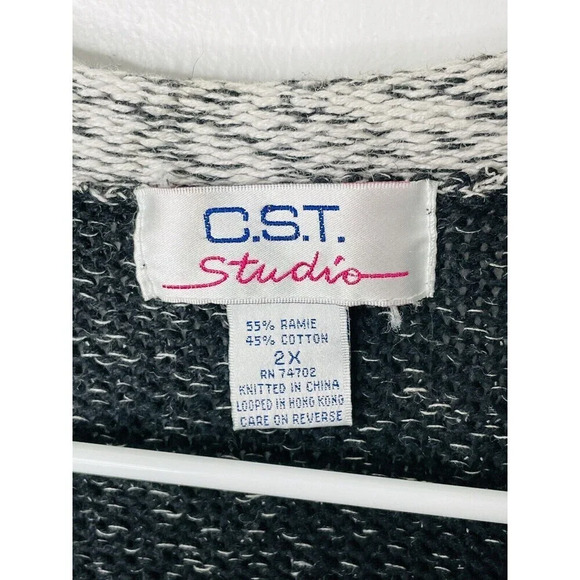 CST Studio Knit Sweater 2X Ramie Cotton Blend Heart Button Accent Stretch Womens - Picture 5 of 8